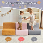 DAICO Toddler Bean Bag Chair Grey Kids Reading Sofa Couch 1-3 Years Old | Toddler Plush Lounge chair with Handle for Playroom & Bedroom, Toddler Foam Couch with Washable Cover for Boys and Girls