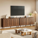 ONBRILL 63 Inch Buffet Cabinet with Storage, Arched Sideboard Cabinet with 4 Doors and Adjustable Shelves, Wooden Coffee Bar for Kitchen, Living Room, Entryway,Walnut