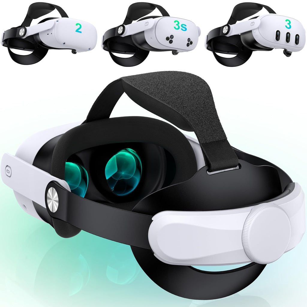 DXKK MQ5001 Head Strap for Meta Quest 3/Quest 3S/Quest 2, Enhanced Comfort Head Strap with Soft Padding, Quick-Switch Reality Design, Adjustment Dial (No Battery),