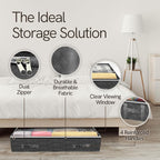 Reli. 90L Under Bed Storage Containers (4 Pack) | Closet Organizer with Clear Window | Underbed Storage Bins for Towels, Sweaters, Linens | Large Organizer for Closet (Gray)