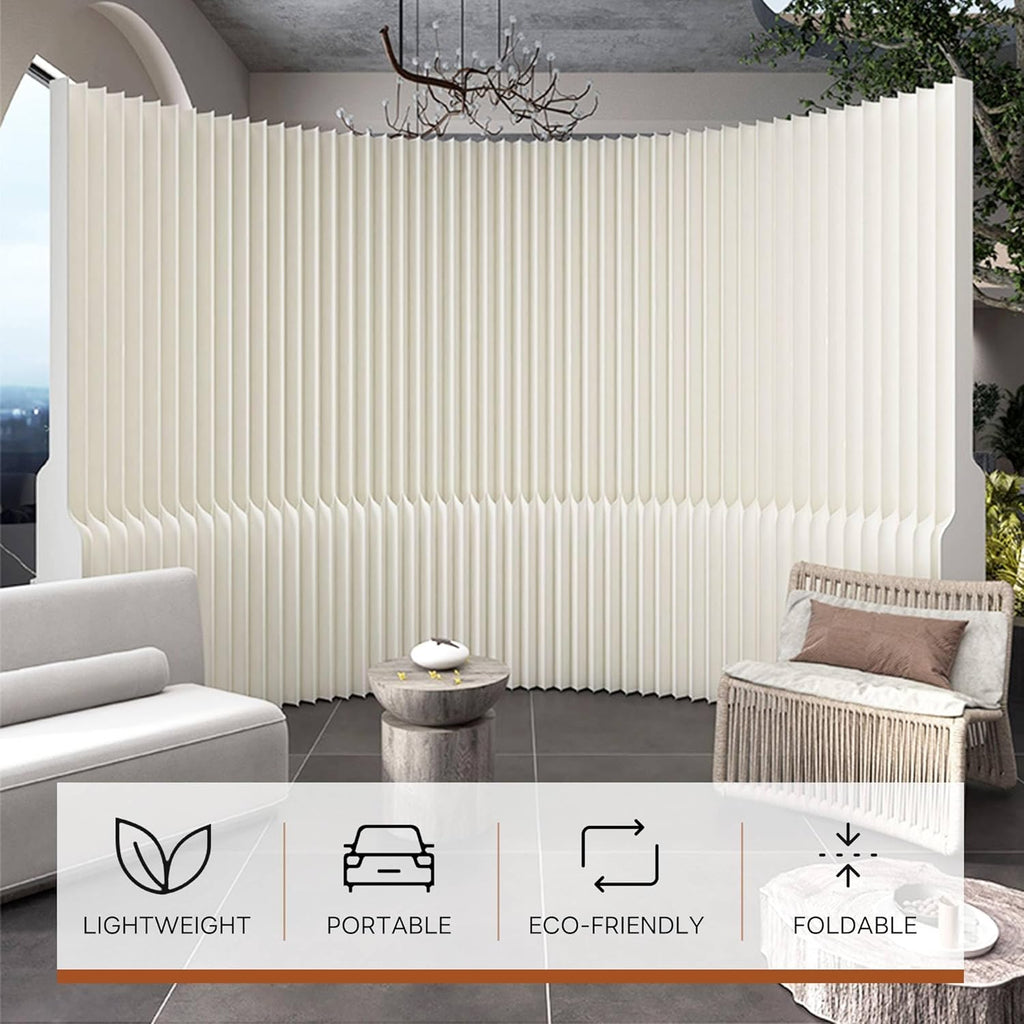Paper Room Divider, Folding Privacy Screen, Portable Accordion Paper Partition for Temporary Space, Home Office, Events, Exhibitions, Easy Setup No Tools Needed (Style-B)