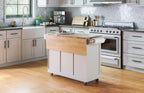 Homestyles Dolly Madison Off-White Mobile Kitchen Island Cart with Wood Drop Leaf Breakfast Bar