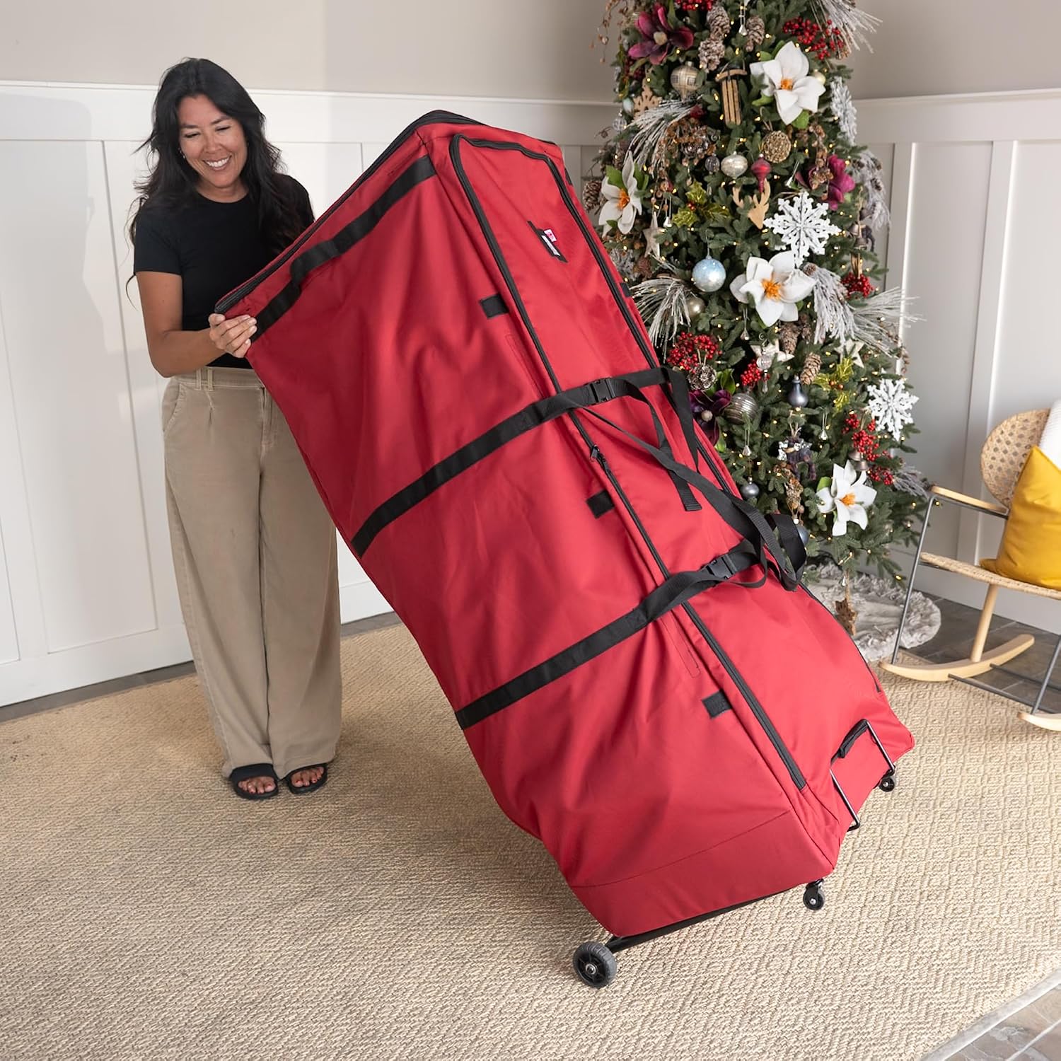 Santa's Bags [XXL Rolling Duffle Bag Tree Storage] - 12 Ft Christmas Tree Storage Bag with Wheels | Heavy Duty Dolly-Style Frame | Expandable Top to Fit Large Artificial Trees