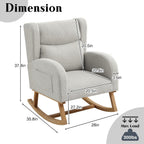 Nursery Rocking Chairs,Upholstered Rocking Chair Nursery for Mom Rocker with High Backrest and Solid Wood Legs,Modern Indoor Rocking Chair for Living Room Bedroom Adults (Teddy Light Grey)