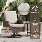 Loungewave Swivel PE Wicker Chair, Outdoor High Back Swivel Patio Chair, 360 Degree Outdoor Swivel Chair with Cushion, Patio Furniture for Porch Balcony Garden, Poolside (Brown/Beige)