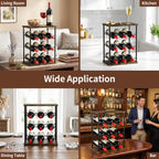 Nuovoware Wine Racks Countertop, Wine 9 Bottles Holder, Metal Wine Storage Organizer for Kitchen, Bar, Table, Cabinet, Wine Cellar, Vintage Brown