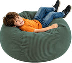 LPMOERA Soft Corduroy Kids Bean Bag Chair with Memory Foam Filling Green