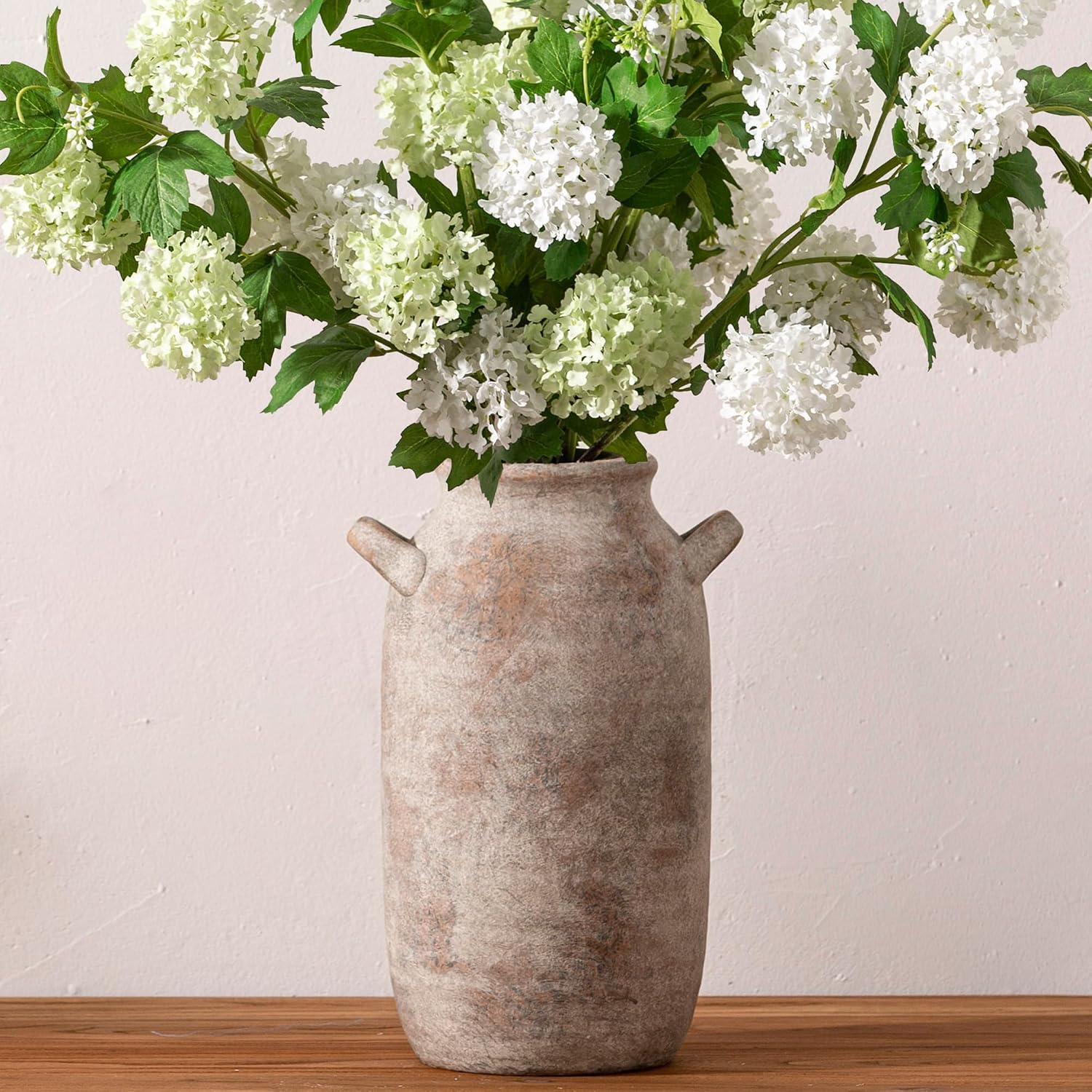 Large Flower Vase Home Decor - Tall Ceramic Farmhouse Rustic Table Vases with Handle Living Room Decoration Decorative Modern Pottery for Floor Kitchen Shelf Coffee Dining Desk Fireplace (12" Retro)