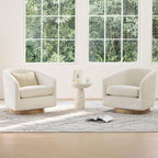 CHITA Swivel Accent Chair Set of 2, Fully Assembled Fabric Barrel Armchair with FSC Certified Upholstered for Living Room, Bedroom and Office, Cream