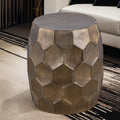 Modern Contemporary Aluminum Material 21" Height End Table, Side Table with Glossy Diamond-Patterned Base Gold