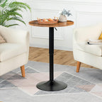 HOOBRO Bar Table, Height-Adjustable Round Pub Table 27-35.4 Inches with Sturdy Base, Modern Style, Easy to Assemble, Suitable for Small Space, Rustic and Black BF58BT01G1