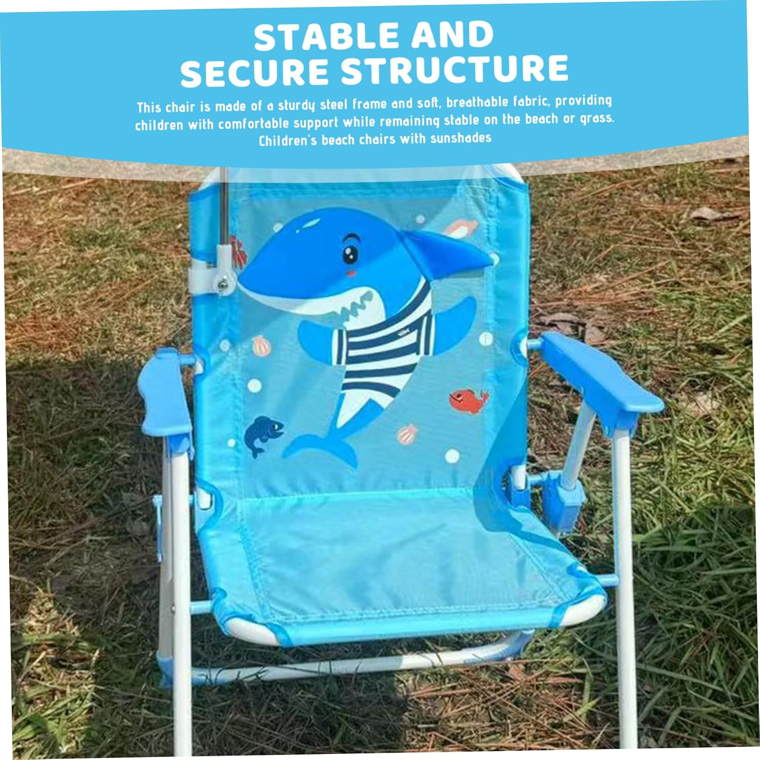 Kids Beach Chair with Umbrella, Kids Beach Chair with Umbrella, Foldable & Detachable Portable Oxford Cloth Cute with Canopy for Outdoor Summer, Blue