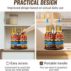 Rotating Coffee Syrup Organizer Hold 6 Bottles, Wood Coffee Syrup Rack for Countertop, Large Bottle Holder Stand for Bar Station, Turntable Wine Display Tray (Black - 6 Bottles)