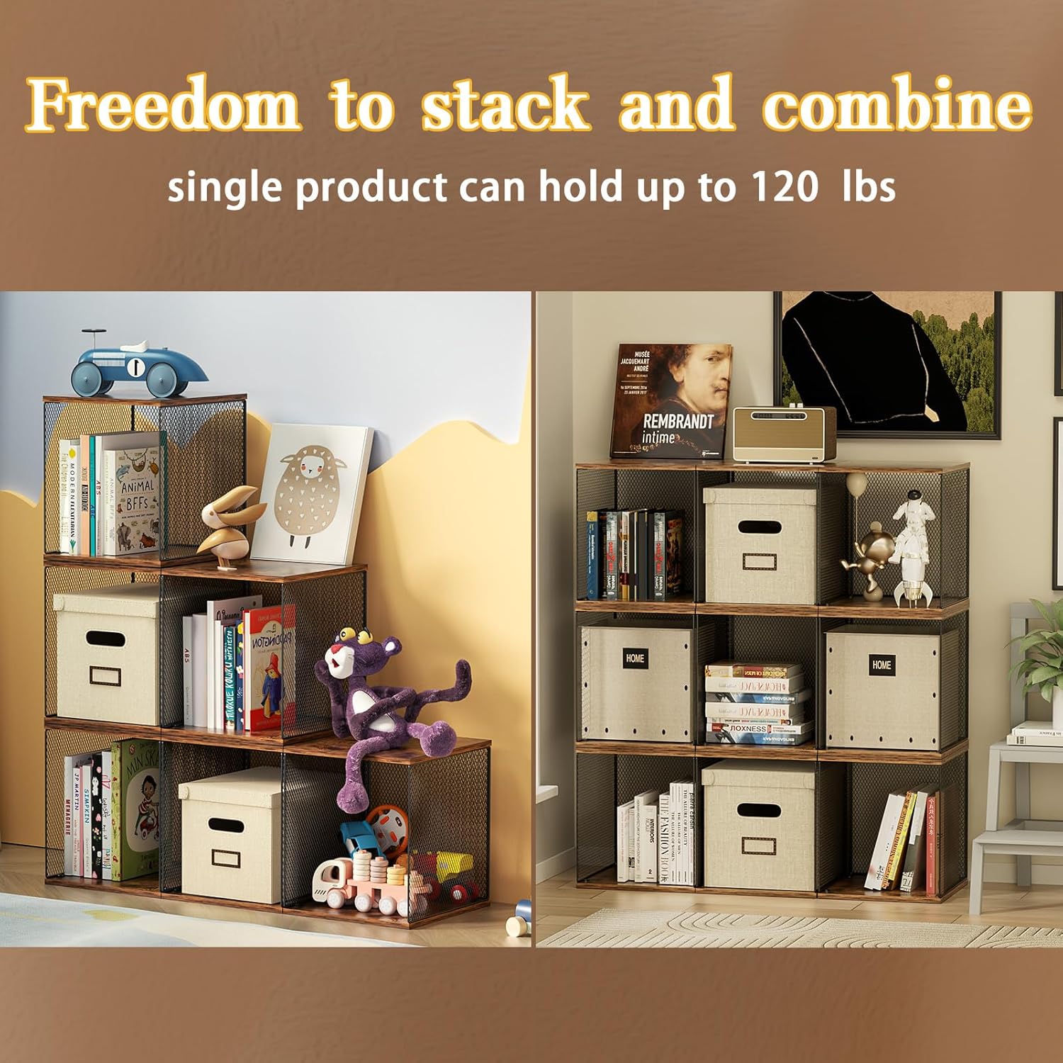 Dmevkic 3 Cube Vinyl Record Storage DIY Stackable 120-150 Records Visualize Album Storage Record Storage Crate
