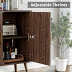 Sideboard Buffet Cabinet with Storage, Elegant Wood Accent Cabinet with Line Groove Design, Freestanding Storage Cabinet with Adjustable Shelves for Living Room, Kitchen, Entryway, Walnut