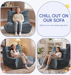 Hobestluk Bean Bag Chair for Teens Toddler Bean Bag Chair with Memory Foam Filler Beanbag with Spacious Design Bean Bag Couch for Reading Gaming Relaxing (Blue Grey, Medium)