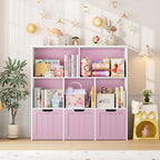 FOTOSOK Toy Storage Organizer with Movable Drawers, Toy Organizer for Kids | Toy Organizer with Hidden Wheels, Toy Storage and Stuffed Animal Storage for Playroom, Cube Storage Organizer, Pink