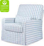 Namesake Crawford Glider Recliner, Blue Gingham | 360° Swivel Ultra Cozy Glider Rocker for Feeding & Relaxing w/ Lumbar Pillow - GREENGUARD Certified - For Nursery/Living Room