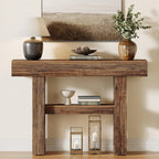 Tribesigns 41.34-Inch Farmhouse Console Table, 2-Tier Narrow Sofa Table Behind The Couch, Entryway Furniture with Storage Shelves for Hallway Foyer Living Room, Rustic Brown