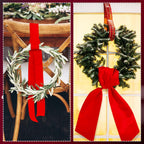 VitalCozy 2 Pcs Wreath Sash for Front Door Plain Sash for Embroidery Monogram Wreath Accessories for Party Farmhouse Doorway Indoor Outdoor Decor(Red,4.5" W X 56" L)