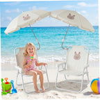 Kids Beach Chair with Umbrella, Foldable Toddler Lawn Chair with Sun Shade for Beach/Pool/Camping/Fishing, Bunny..