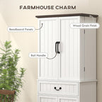 HOMCOM 71" LED Kitchen Pantry Cabinet, Farmhouse Tall Freestanding Storage Cabinet with Door Shelves, Adjustable Shelves and Drawer for Kitchen and Dining Room, Distressed White