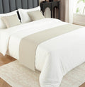 Mengersi Solid Bed Runner Scarf Protector Slipcover Bed Decorative Scarf for Bedroom Hotel Wedding Room (King, Beige)