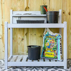 EAGLE PEAK Potting Bench, Weatherproof Vinyl Potting Table for Outdoor & Indoor Use, Easy Clean Garden Workstation with Storage Shelves, Gray, 40"
