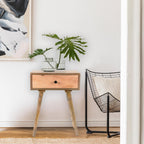 Decor Therapy Side Table with 1-Drawer, Modern Design, Easy Assemble, Natural -23.5" x 17.75" x 13.75"