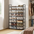8 Tier Metal Shoe Rack, Tall Shoe Organizer Holds 32-40 Pairs, with Adjustable Flat or Angled Shelves, Shoe Storage Shelf for Closet, Entryway, Garage, Black