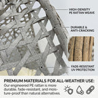 Folding PE Rattan Hanging Egg Chair with Stand, Indoor Outdoor Hammock Swing Basket Chair, Aluminum Steel Frame, 350LBS Capacity for Patio Balcony Backyard Bedroom(Beige+Grey)