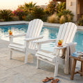 WILLIAMSPACE Adirondack Chairs Set of 2, Solid Wood Outdoor Folding Embossed Adirondack Chair Oversized Wooden Lounge Patio Chair for Garden, Poolside, Backyard, Beach, Easy Assembled (White)