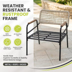 Modern Outdoor Lounge Chairs Set of 2, All-Weather Patio Accent Chairs with Thick Cushions & Durable Metal Frame for Backyard Seating, Balcony, Garden & Outdoor Living, Beige