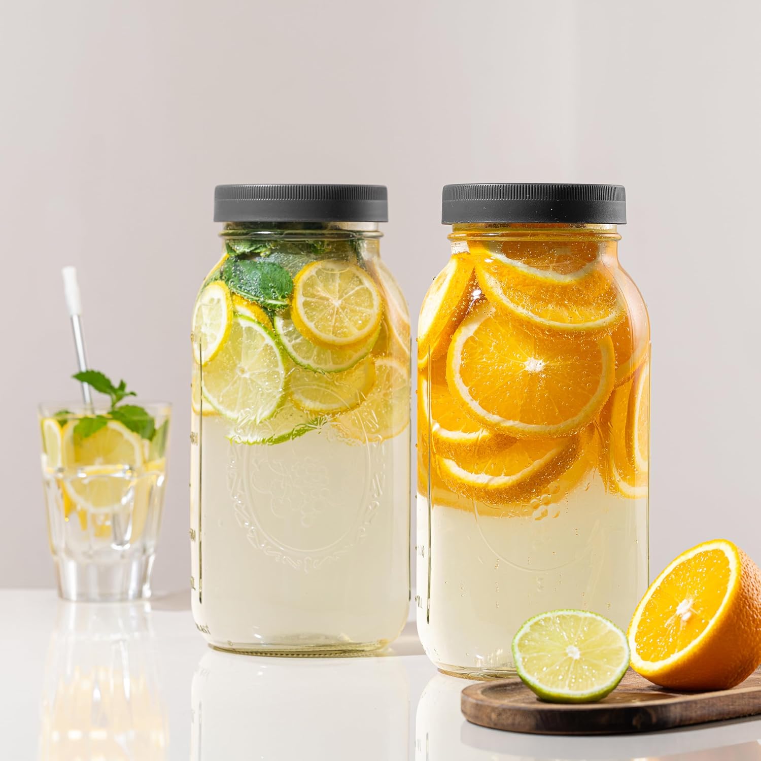 Wide Mouth Mason Jars 64 oz [2-Pack] with Airtight Lids – Large Glass Storage Jars for Pasta, Cookies, Dry Goods & Infused Water | BPA-Free Leak-Proof Lids