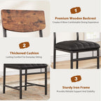 Jocoevol Industrial Dining Chairs Set of 6 - Upholstered Dining Room Chairs with PU Leather, Kitchen Chairs with Wooden Backrest and Thickened Metal Legs, for Dining Room, Living Room (6) (Brown)
