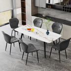 Dining Chairs, Modern Dining Room Chair Diamond Leather with Wooden and Metal Frame, Set of 2 (Gray)