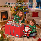 Christmas Figurine Storage Box & Nutcracker Storage Containers with Visible Lid and Cardboard Dividers, Keeps 8 Holiday 15"-Figurine Collectibles, Xmas Decoration Storage Bag, 600D Oxford / Tear-Proof