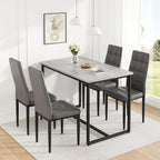 Dining Table Set for 4, PVC Faux Marble Kitchen Table Chairs Set of 4 with Upholstered PU Leather, Easy to Maintain, Sturdy and Scratch-Resistant, Space-Saving Dining Room Set
