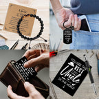 11 Pcs Best Uncle Ever Gift, Father's Day Gifts, Uncle Gifts for Men with 20 Oz Tumbler Socks Baseball Cap Tape Measure Bracelet Wallet Card Keychain, Birthday Christmas Gift from Niece Nephew
