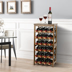 VASMIA Wine Rack Freestanding Floor, 6-Tier Display Wine Storage Shelves with Table Top, 24-Botttle Bamboo Wine Rack Shelf for Kitchen Bar Dining Room Living Room, Walnut