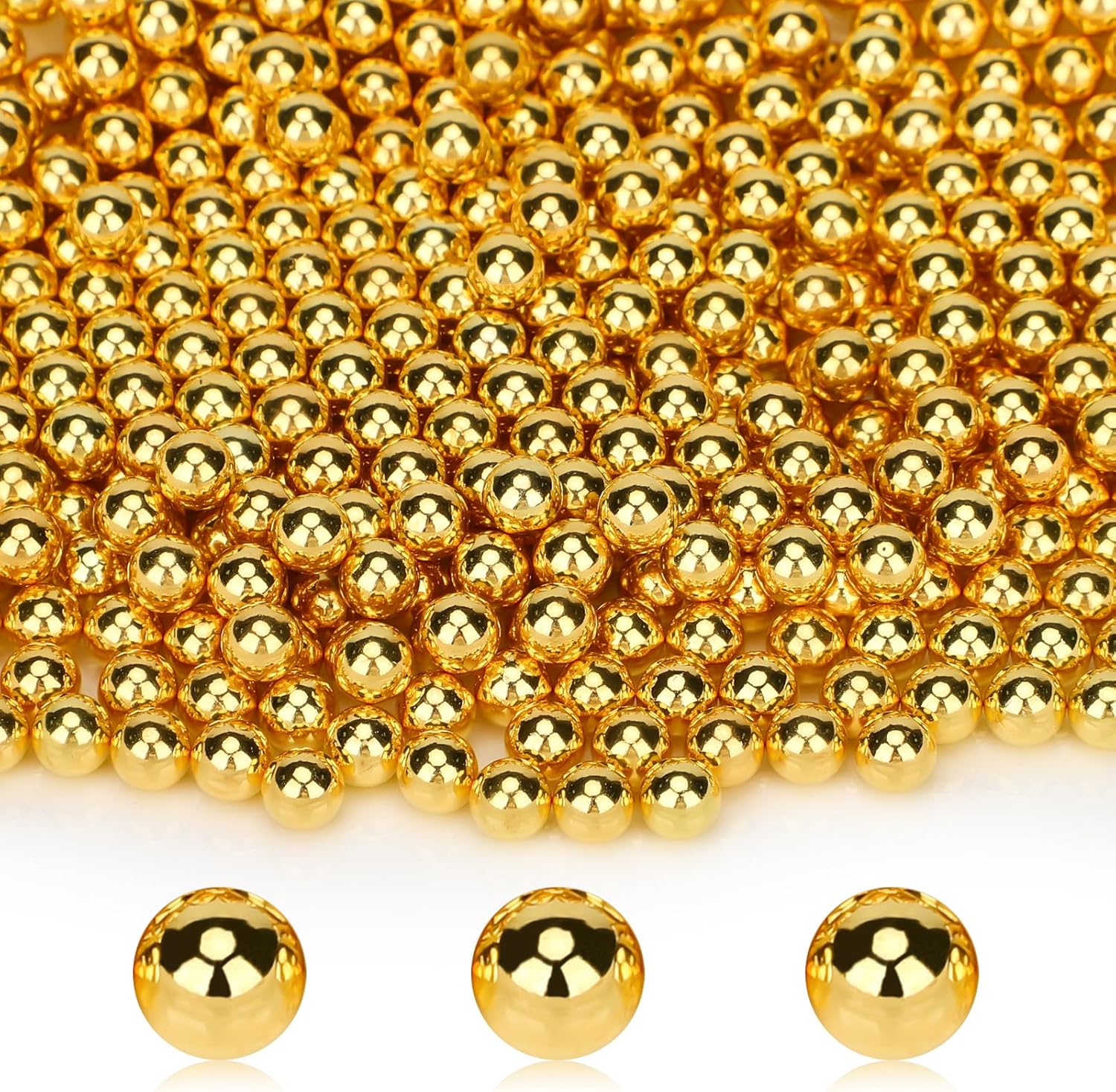 Suream 1300PCS Pearl Beads for Centerpieces, 8mm/0.31in No Hole Artificial Beads for Vase Filler, Jewelry Making, Table Scatter, Wedding Decoration, Makeup Holder, DIY Craft Projects, Gold Plated