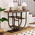 41.3-inch Entryway Console Table, Industrial-Style Sofa Table with Storage, Side Table with Shelves, Suitable for Entrances, Hallways, Foyers, and Entryways, Metal Frame, Vintage Brown