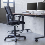Stand Up Desk Store Sit to Stand Drafting Task Stool Chair for Standing Desks with Adjustable Footrest and Armrests (Black)