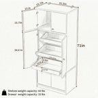 71" Tall Kitchen Pantry Cabinet - Walnut Wood Storage Cabinet with 6 Doors and Adjustable Shelves, Freestanding Kitchen Storage Cabinets with Open Drawers for Kitchen Dining Room Living Room