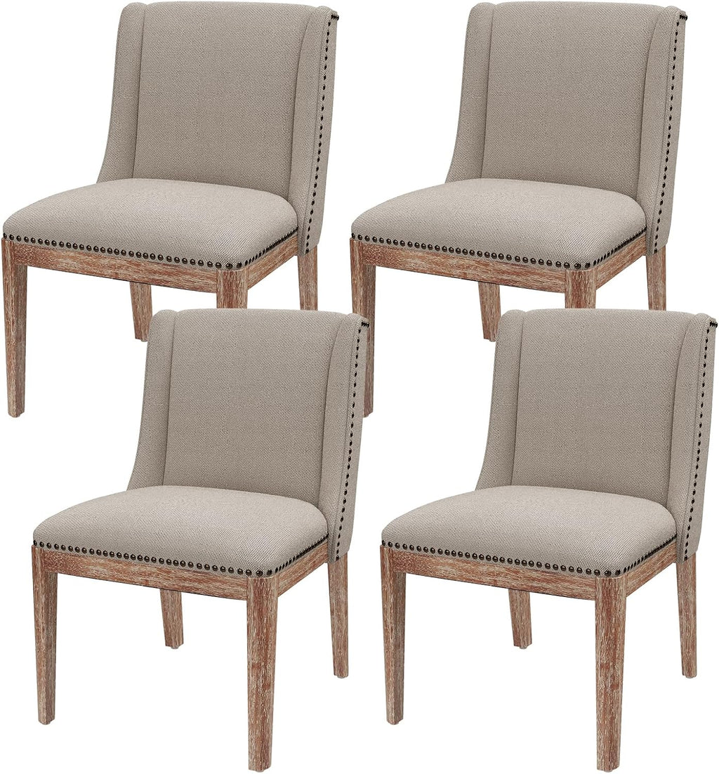MALOL Dining Chair Set of 4, Upholstered Fabric Kitchen Side Chairs with Solid Wood Legs, Comfortable Seating for Kitchen, Dining Room & Restaurant, Camel