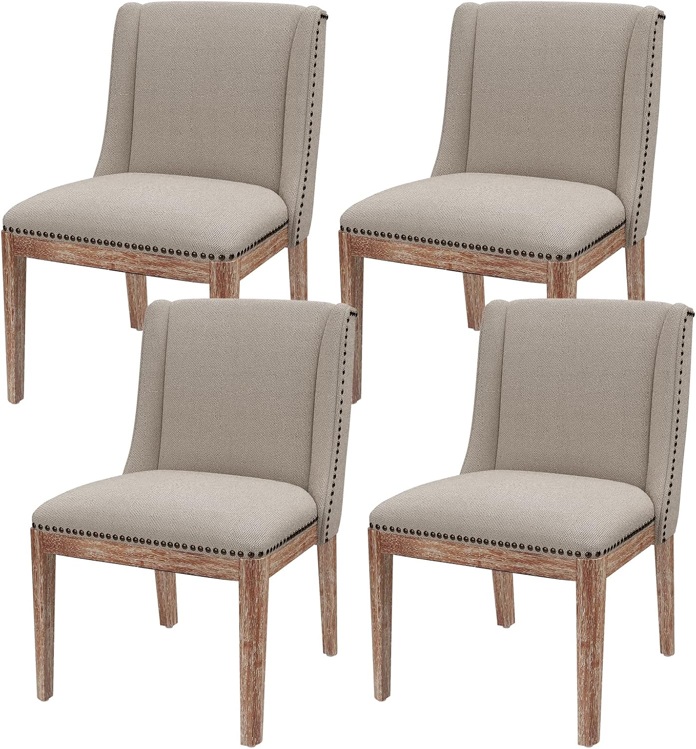MALOL Dining Chair Set of 4, Upholstered Fabric Kitchen Side Chairs with Solid Wood Legs, Comfortable Seating for Kitchen, Dining Room & Restaurant, Camel