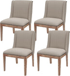 MALOL Dining Chair Set of 4, Upholstered Fabric Kitchen Side Chairs with Solid Wood Legs, Comfortable Seating for Kitchen, Dining Room & Restaurant, Camel