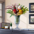 Joeyan 13" Glass Urn Vase,Tall Centerpiece with Ripple Diamond Pattern,Thickened Vase for Home, Wedding Parties