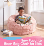 Hobestluk Bean Bag Chair for Kids Beanbag with Donut Shape Small Bean Bag Chair with Portable Handle Bean Bag Couch for Living Room Bedroom Playroom (Pink, Medium)