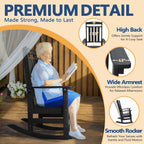 Outdoor Rocking Chair Oversized, HDPE All Weather Resistant Patio Rocker, 31.5" High Back 21.5" Deep Seat Oversized Porch Chairs for Lawn Garden Deck Balcony 400lbs Capacity(Black)